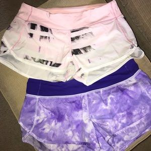 Two Lululemon shorts size 8